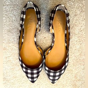 EUC J. Crew Black and White Gingham Flats Size 6